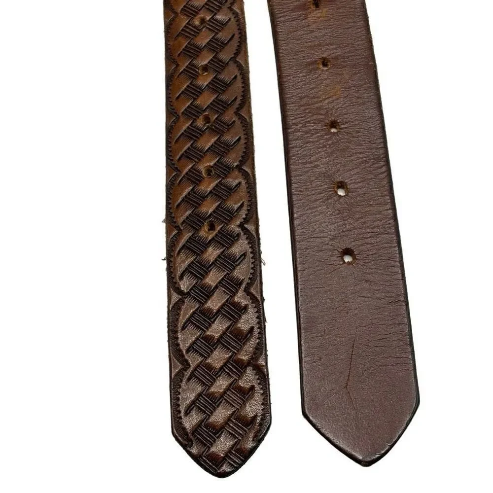 Set of 2 Genuine‎ Leather Western Belts Brown Size 48